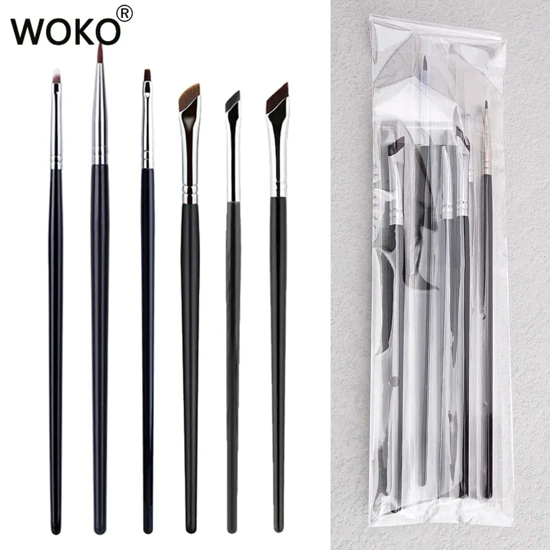 5/6PCS Gel sottile Eyeliner Pennelli per trucco Set di pennelli per eyeliner Flat Top Eyeliner Pennello per correttore Eye Liner Strumento per il trucco dettagliato — image 3