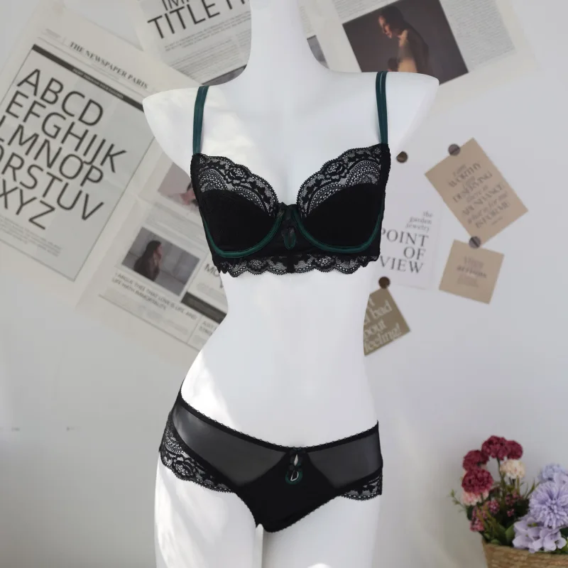 Trendy Lace Minimizer Lingerie Set DE Cup Large Bust Large Size Thin Cup Underwire Anti Sagging Comfy No Show Women Underwear — image 9