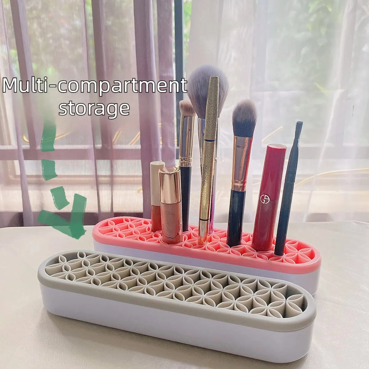 Silicone Makeup Brush Holder Stand Organizer Multifunctional Desktop Storage Rack Hole Design for Brushes Pens Pencils