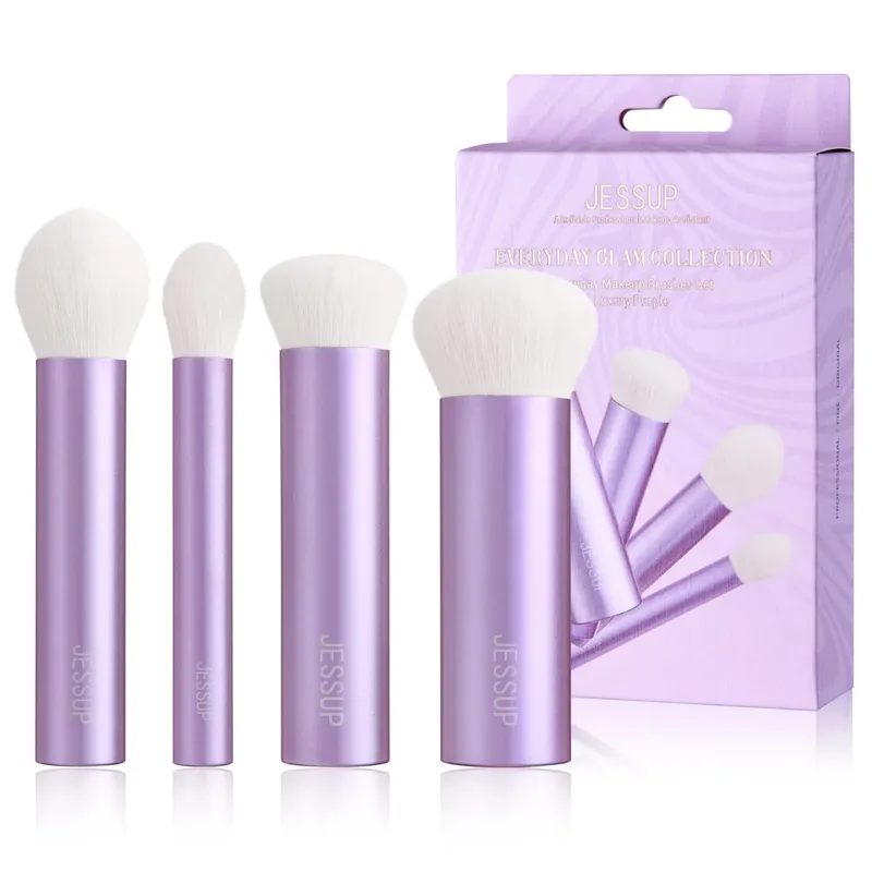 Jessup pincéis de maquiagem conjunto 4/6/7/10/14/15 pçs fundação escova de maquiagem rosto sombra mistura destacando corretivo luxo roxo — image 9
