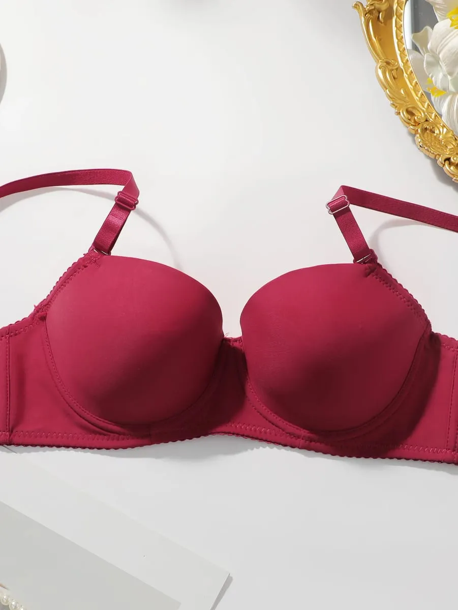 2 Packs Women's Underwire Padded Bra Sets Solid Push Up T-Shirt Bras with Matching Panties Sexy & Comfortable Everyday Lingerie — image 3