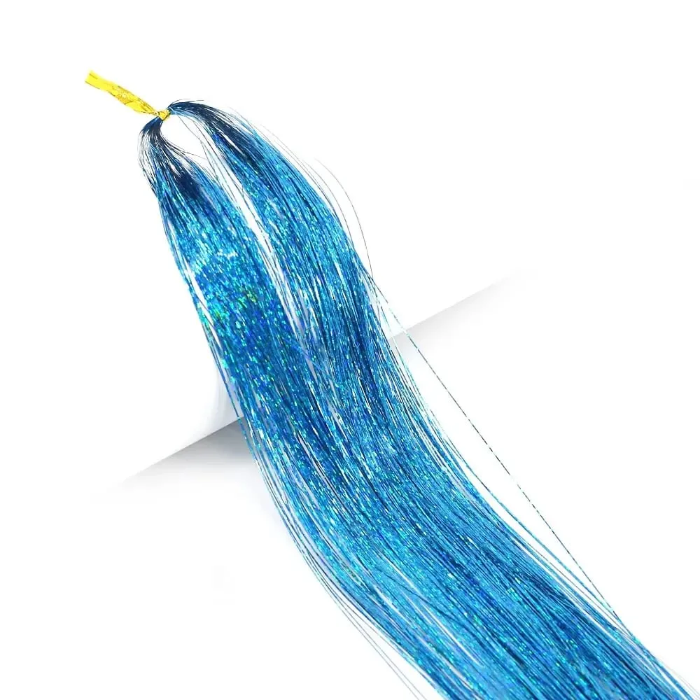 Sparkle Shiny synthetic Hair Tinsel Hair Extensions Dazzles Women Hippie for Braiding Headdress Hair Braiding Tools Long 120cm — image 14