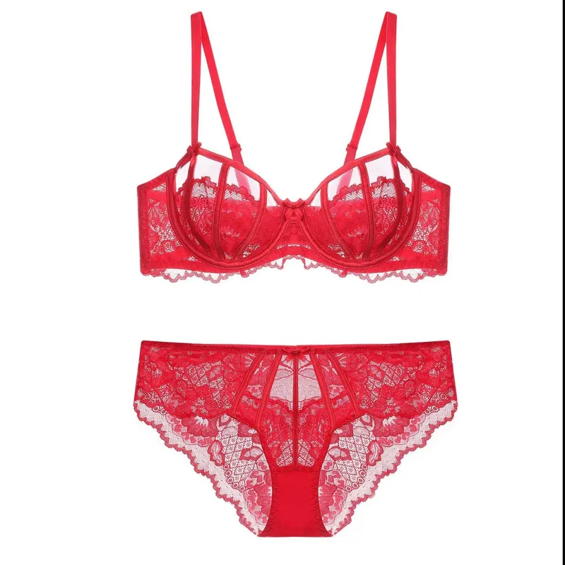 Sexy French Lace Push Up Bra Set Women Bunny Ears Lingerie Demi Cup Half Bra Lightweight Underwear Summer 32-38AB lingerie set — image 14