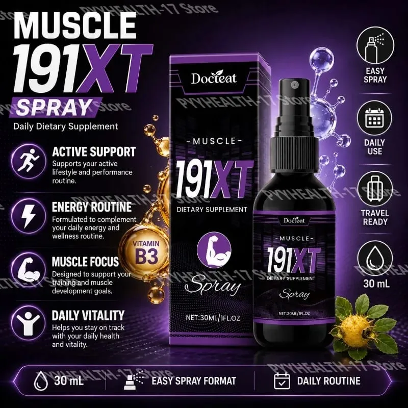 Spray muscular 191XT com vitamina B3 L-Arginina e extrato de Tribulus Terrestris para suporte muscular e resistência 30 ML — image 2