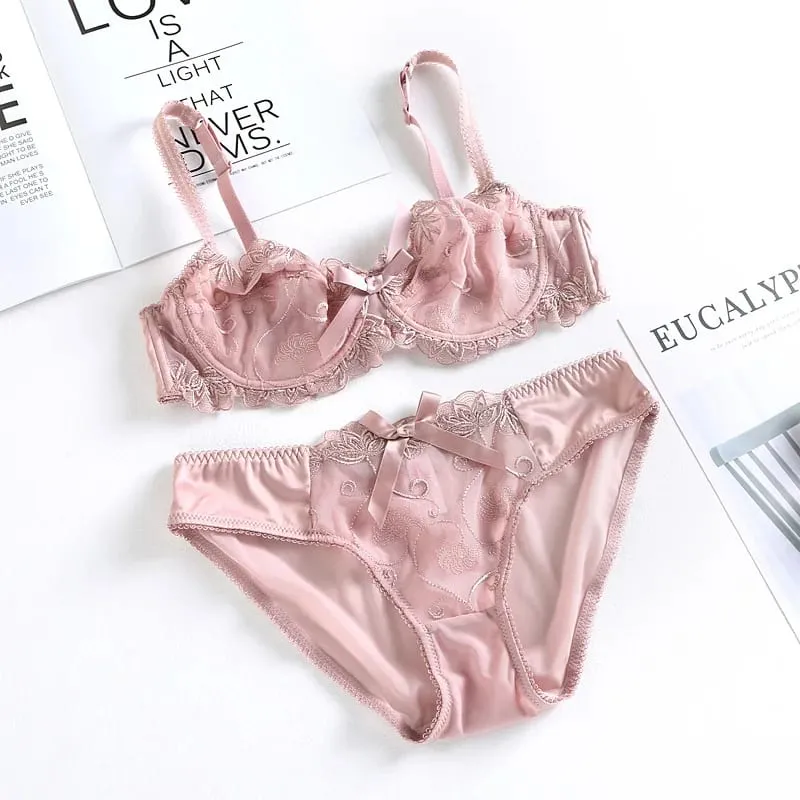 Ultra Thin Lingerie Set European Lace Bra for Big Boobs Sexy Push Up & Gather Sheer Transparent Large Cup Support BANERDANNI — image 6