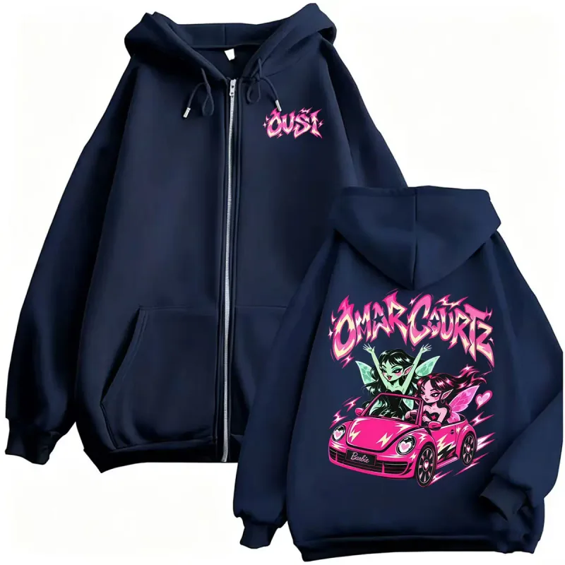 Omar Courtz Por Si Manana No Estoy Tour Zipper Hoodies Men's Harajuku Hip Hop Sweatshirts Jacket Casual Fleece Zip Up Pullovers — image 4