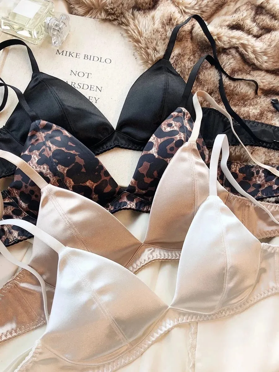 Ensemble de sous-vêtements d'été pour femmes, bonnet Triangle en soie, soutien-gorge sans fil, Bralette française, sans couture, intimes, ensemble de Lingerie et string