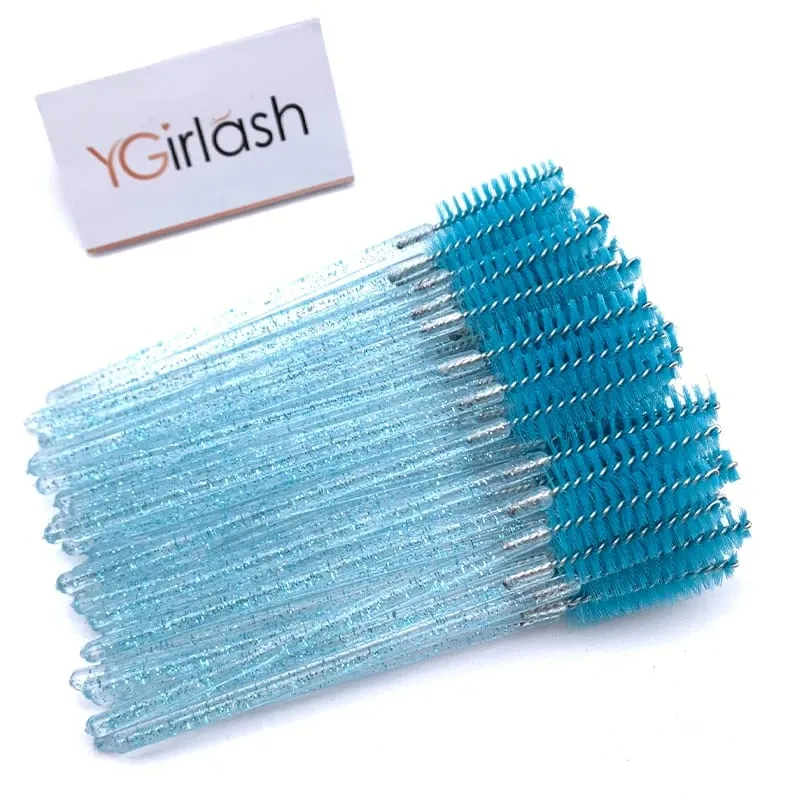 YGirlash 50ks Lash Swans Crystal Aplikátor řas Jednorázové diamantové držadlo Nylonové kartáčky na řasenky Kosmetické nástroje — image 13