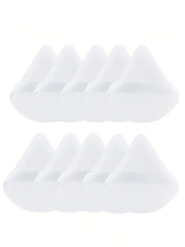 10 Pcs 삼각형 벨벳 파우더 퍼프 피자 가루 미니 페이스 메이크업 스폰지 화장품 빨 수있는 경량 메이크업 도구 — image 13