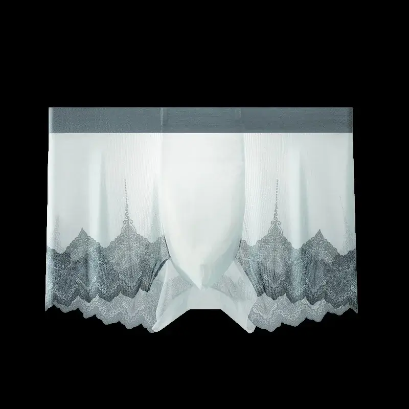 Homens rendas malha retalhos roupa interior verão ultra fino respirável boxer shorts sexy bulge bolsa calcinha ver através do tronco — image 3