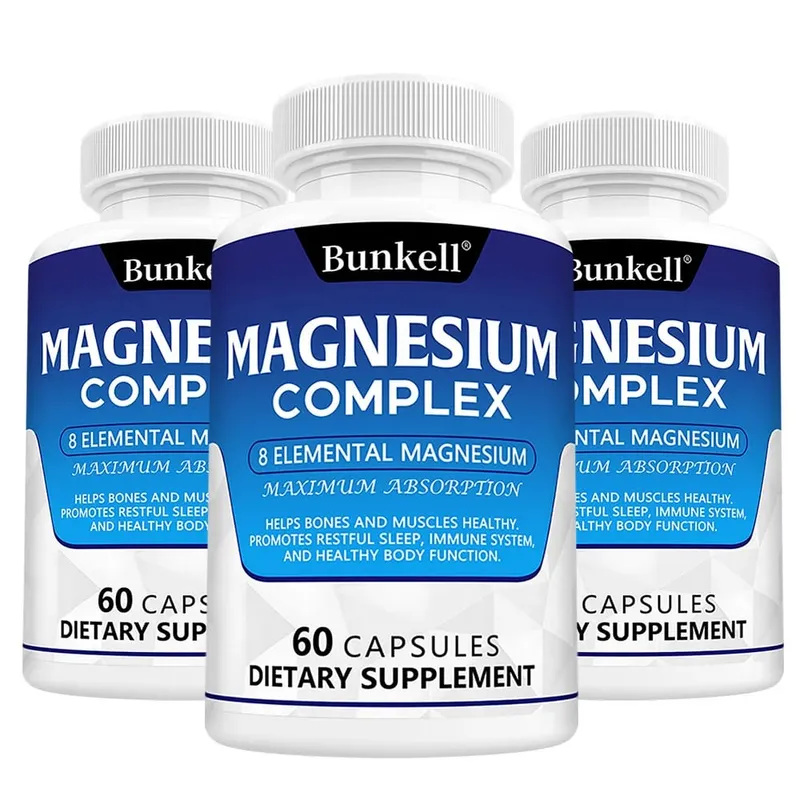 Magnesium Complex Supplement 8 Elemental 1000mg - for Bones Muscle Recovery Energy Vegan Non-GMO 120 Capsules