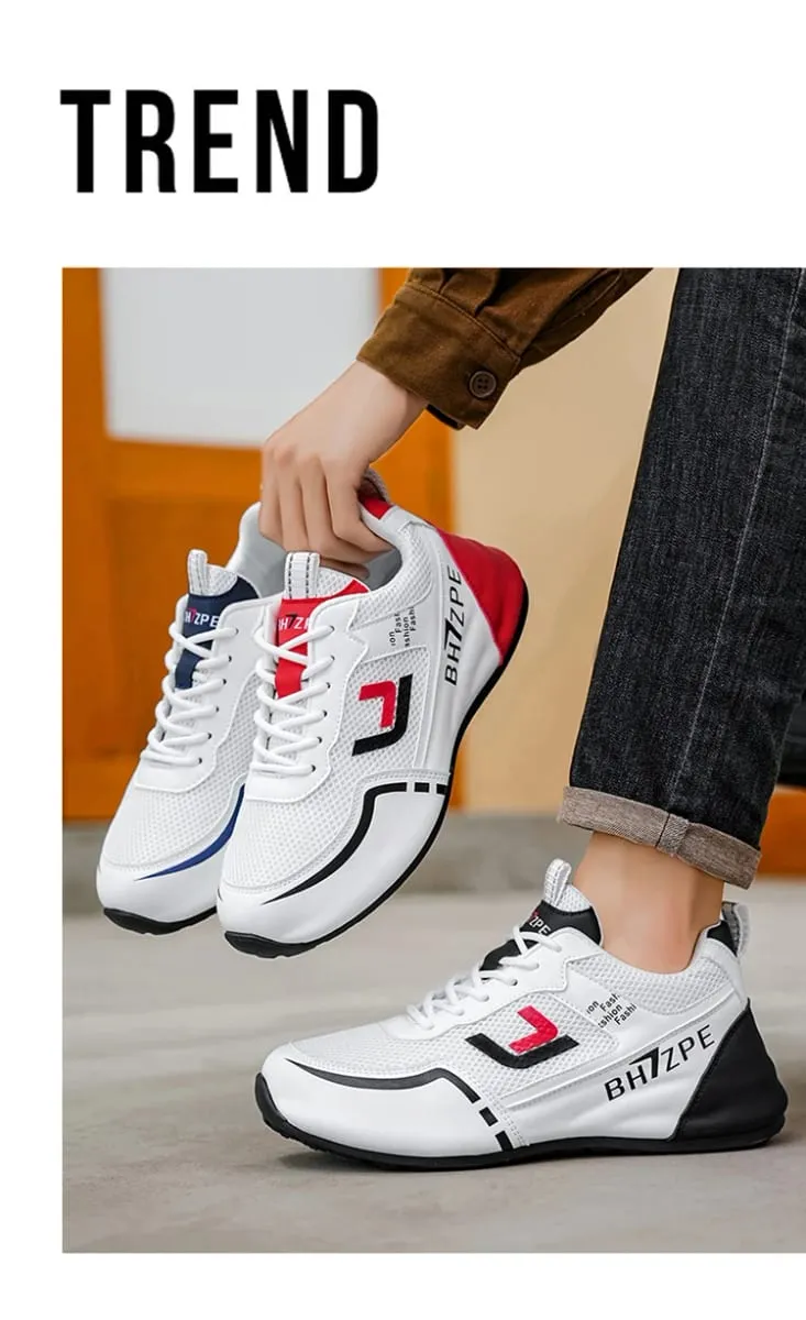 Men's Fashionable Low-Top Color-Blocked Breathable Mesh Running Sneakers