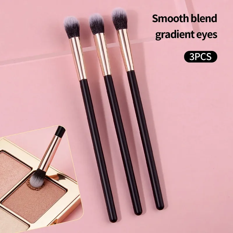 3Pcs Professional Eye Makeup Brushes Set Soft Synthetic Fiber Eyeshadow Blending Brush Small Detail Beauty Cosmetic Tools