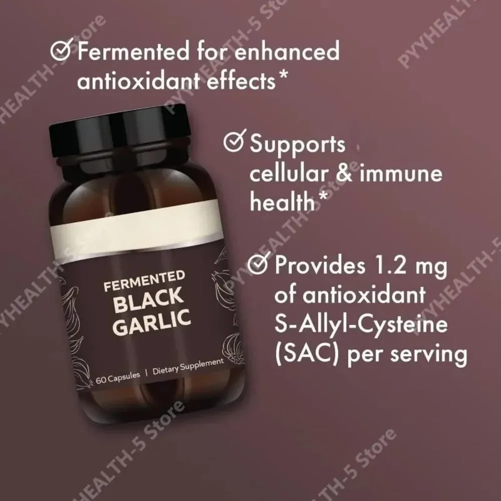 Fermented Black Garlic Capsules for Adults - Supports Overall Wellness Circulation & Antioxidant Health 60 Capsules Non-GMO