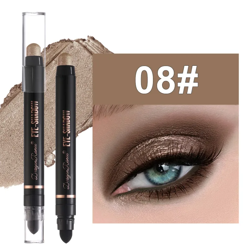 Double Head Pearlescent Eyeshadow Pencil Waterproof Glitter Metallic Blue Green Eye Shadow Makeup Pigment White Eyes Highlighter — image 12