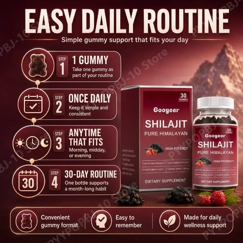 Googeer Shilajit Gummies Pure Himalayan High Potency Supports Immune Health Brain Health Daily Wellness 30 Gummies — image 6