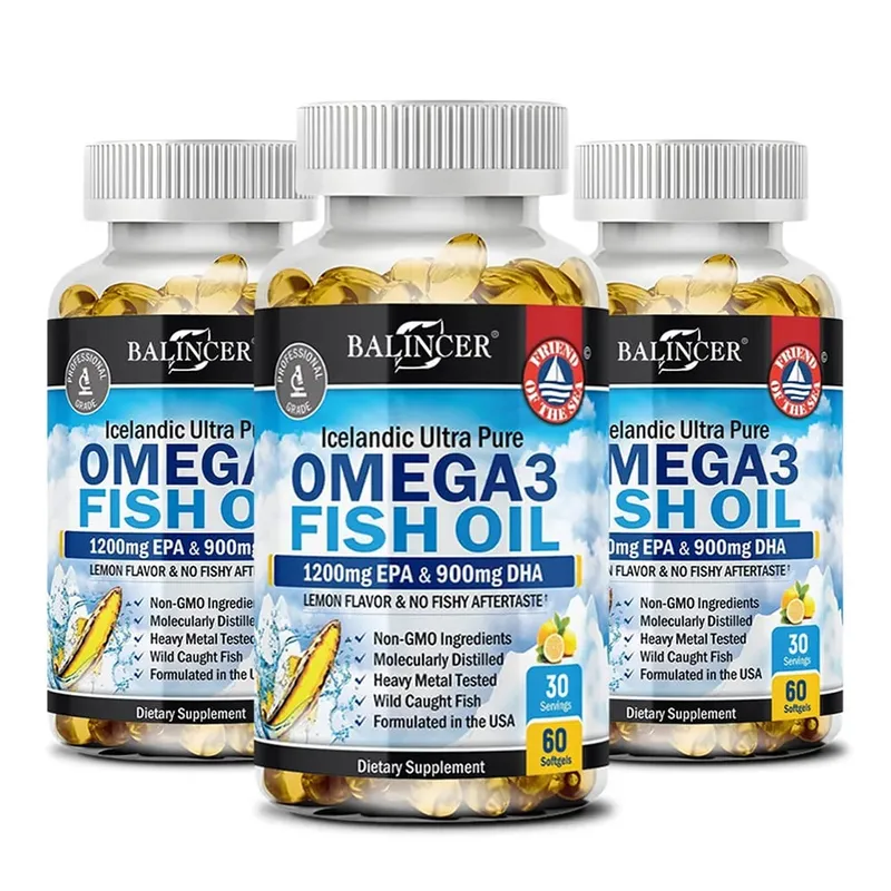 強度の高いオメガ 3 フィッシュオイル 2250mg、野生で捕獲された高 EPA 1200mg と DHA 900mg が心臓、脳、目の関節、皮膚の健康をサポート