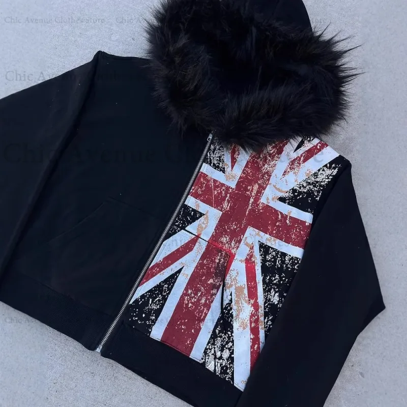 Fashion Print Hoodie Zip-up Hoodies for Men Women Streetwear UK Flag Decor Vintage Man Hoodie Sweatshirts Men Clothing — image 5