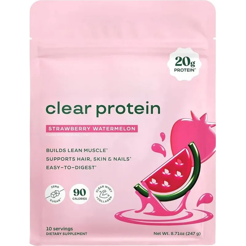 Clear Protein Powder with 20g Protein Per Serving Digestive Enzyme Blend and Bovine Collagen Peptides - 10 Servings