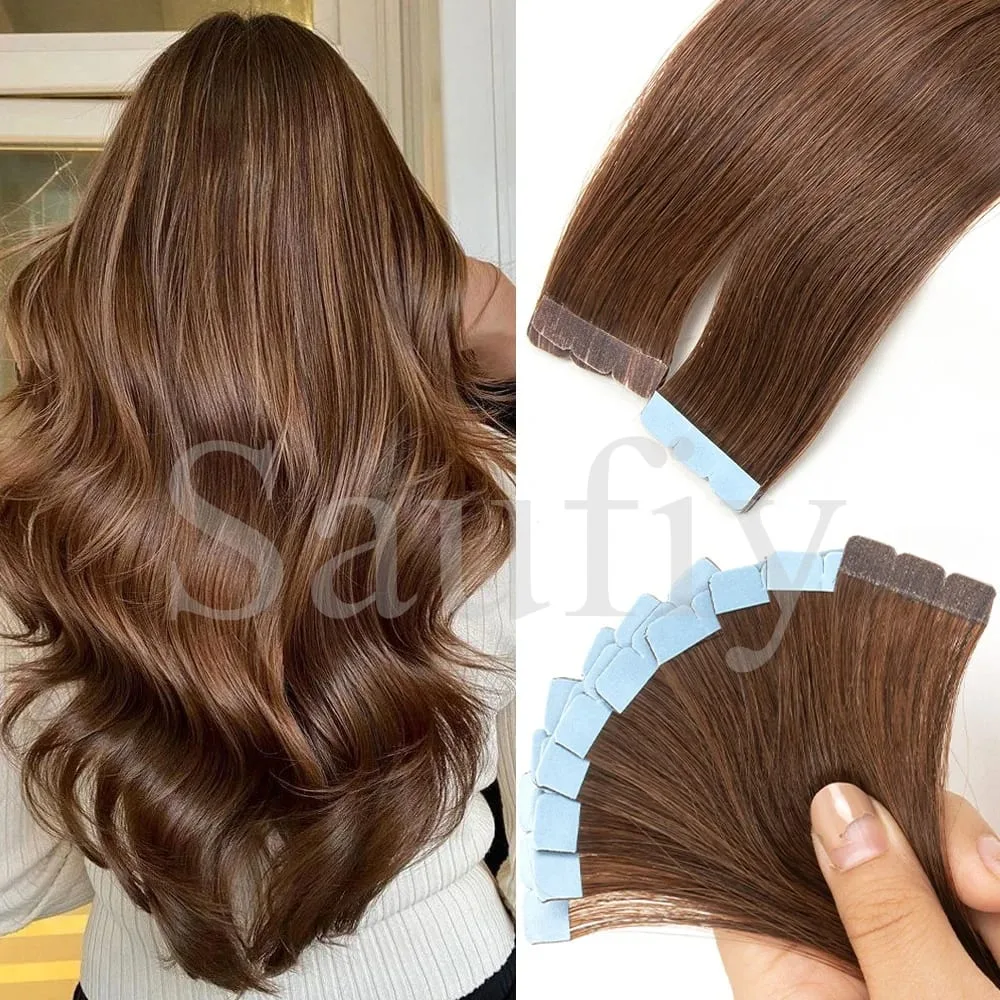 12-20inches Natural Blonde Mini Tape in Human Hair Extensions Double Side Invisible Seamless Tape Ins Hair 10pcs/Pack Natural Straight Black Blonde Balayge Brown Mini Tape In Hair