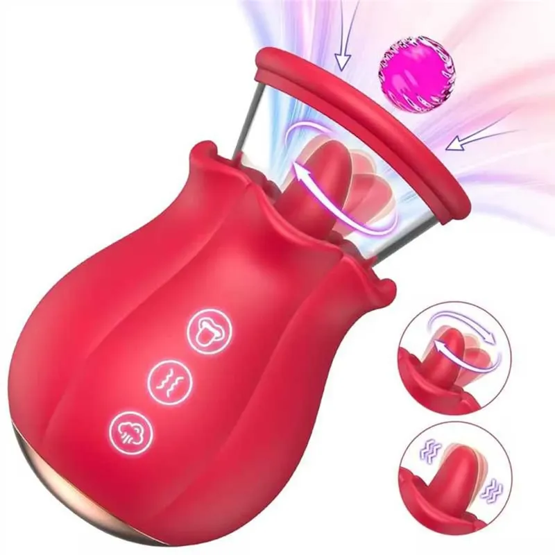 Sucking Licking G spot Vibrator Rose-Sex Toy Adult Sex Toys Removable Cup Clit Nipple Stimulation 360° Rotation Vibrators 18+ — image 1