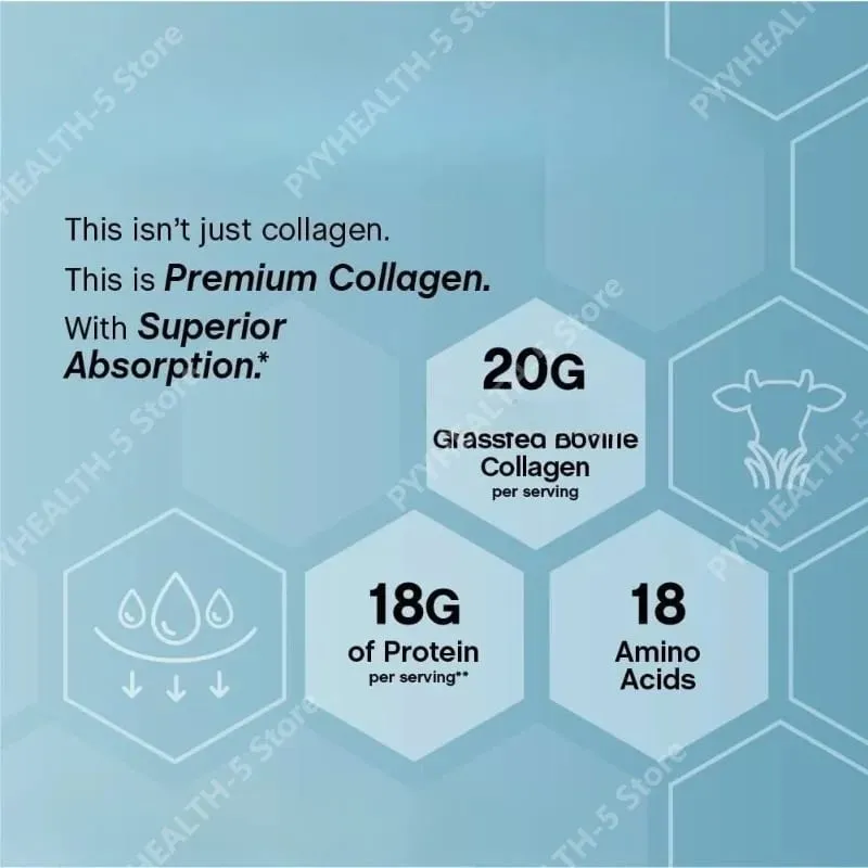 Collagen Powder 20oz Hair Skin Nails Superior Absorption Grassfed Protein Supplement 18 Essential Amino Acids Formula — image 3