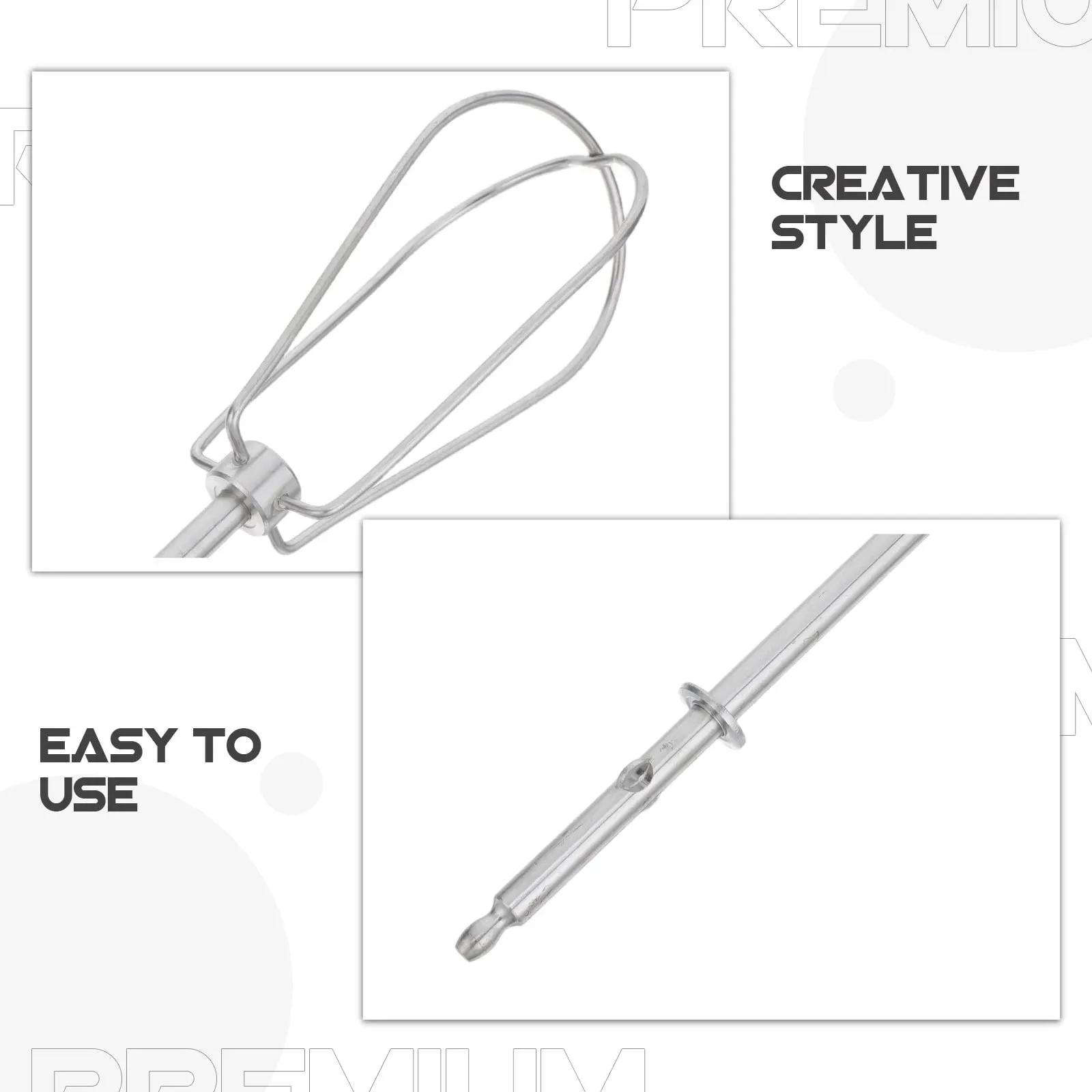 2Pcs Stainless Steel Whisk Replacement for Hand Mixer - High Efficiency Egg Beater Attachment Easy Clean Rotary Whisk Beaters