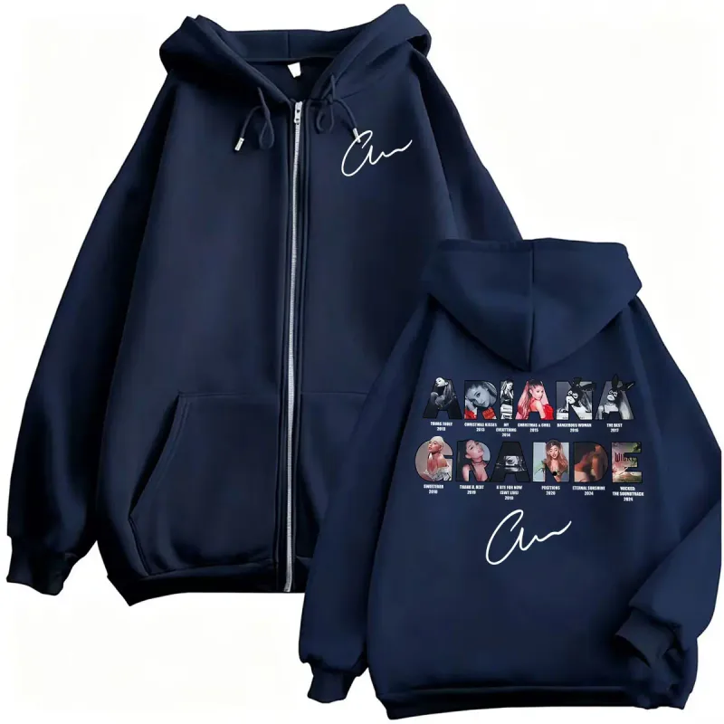 Ariana Grande Music Album Zipper Hoodies Men Women Harajuku High Street Jacket Sweatshirt Coats Fleece Long Sleeve Zip Up Hoodie — image 3