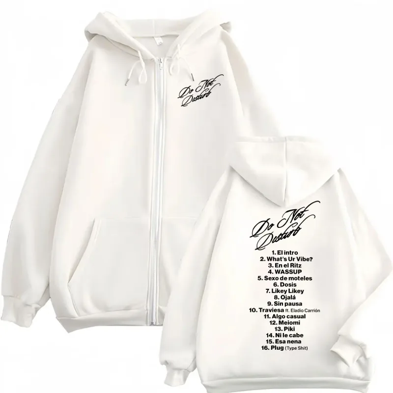 Rapper Young Miko Do Not Disturb Print Zipper Hoodies Fashion Hip Hop Zip Up Pullovers Men's Women's Casual Oversized Sweatshirt — image 2