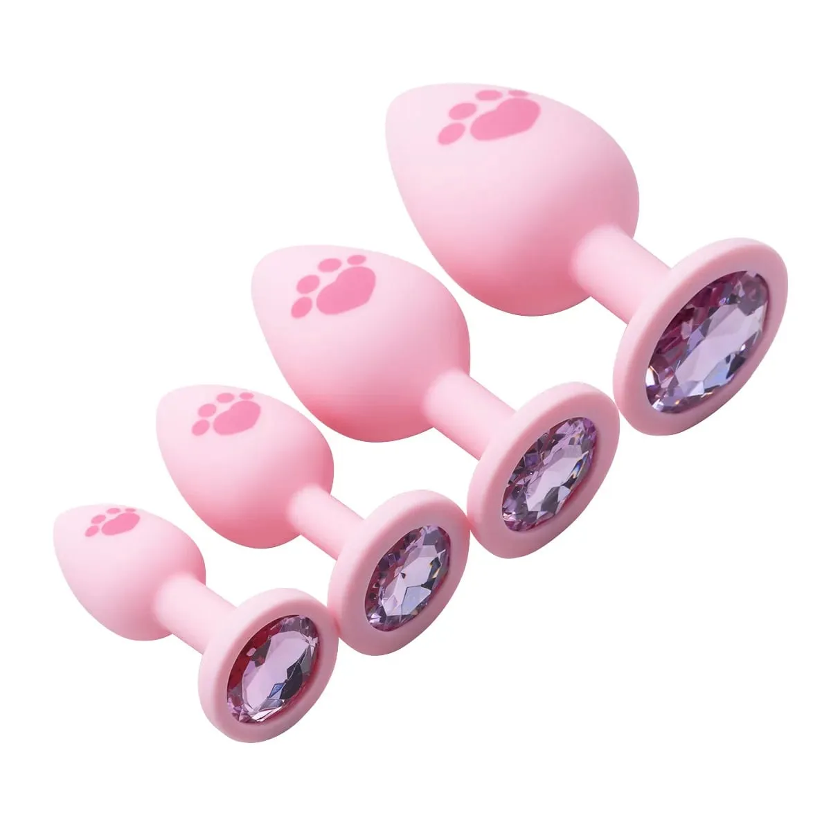 New 4 Sizes Cat Paw Silicone Anal Plug Pink Butt Plug Crystal Base Anus Dilator Expander Sex Toys For Woman Men Prostate Massage — image 1