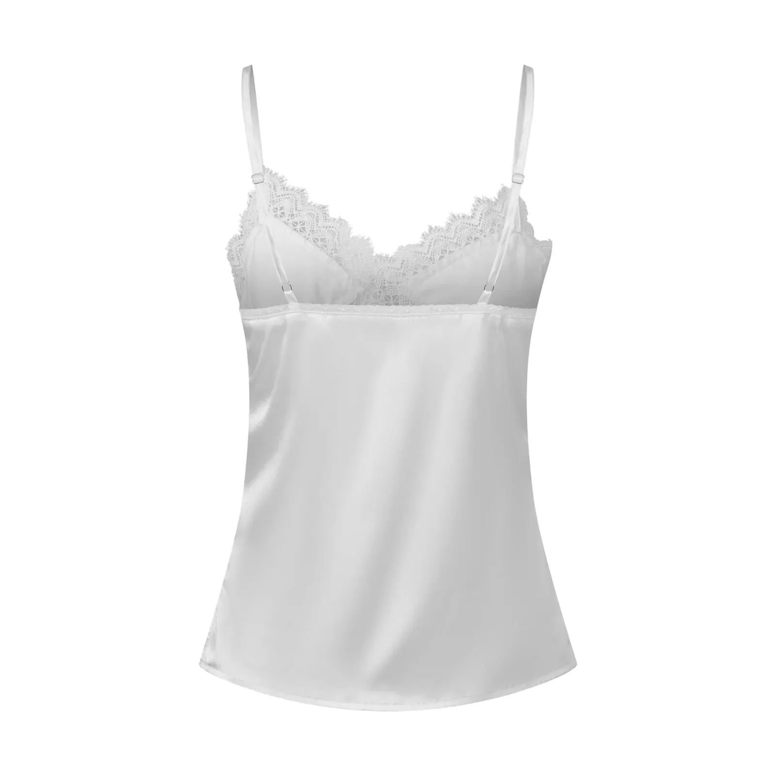 Womens Satin Lace Floral Cami V Neck Silk Camisole Tops Spaghetti Strap Lace Trim Silky Tank Tops Layering Camisoles — image 6