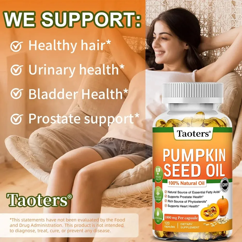 Pumpkin Seed Oil Capsules - Promotes Hair Growth Urinary Tract and Prostate Health Cardiovascular Support | Non-GMO — image 2