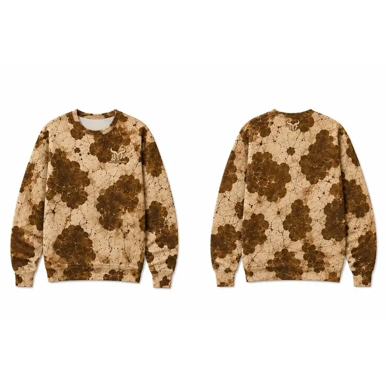 Vintage Western-inspired Fossil-print Cow Pattern Sweatshirt Men's All Over Print Crew Neck Pullover Unisex Casual Streetwear — image 7
