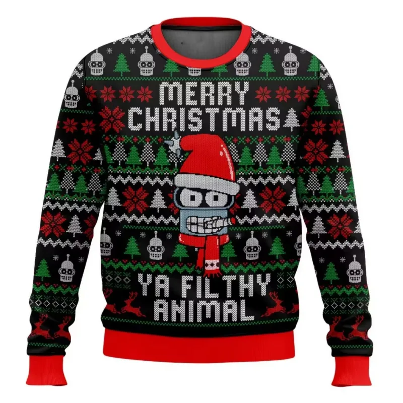 New 2026 Merry Christmas Santa Claus 3D Printed Christmas Sweater Holiday Merry Christmas Autumn Round Neck Pullovers Sweatshirt — image 2