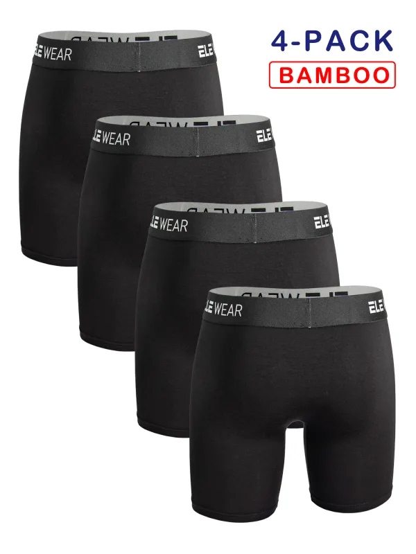 4pcs Bamboo Men's Underwear Long Sports Underwear, Moisture-Wicking, Boxer Briefs For Men — image 4