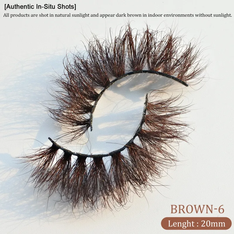 `Dark Brown 3D Mink False Eyelashes Fluffy Wispy Volume Strip Lashes Soft Handmade Brown Mink Lashes Natural Makeup Eye Beauty T — image 10