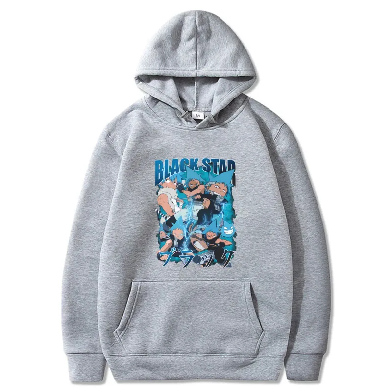 Anime Soul Eater Black Star Graphic Print Men Women Funny Clothes Fashion Oversized Hoodies Winter Casual Long Sleeve Streetwear — image 7