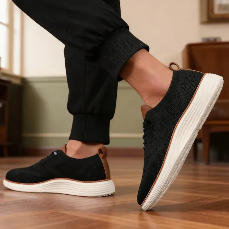 Männer Casual Wanderschuhe Atmungsaktive Mesh Stricken Turnschuhe Heißer Verkauf Bestseller Leichte, Nicht-slip Flache Spitze Up Laufschuhe männer