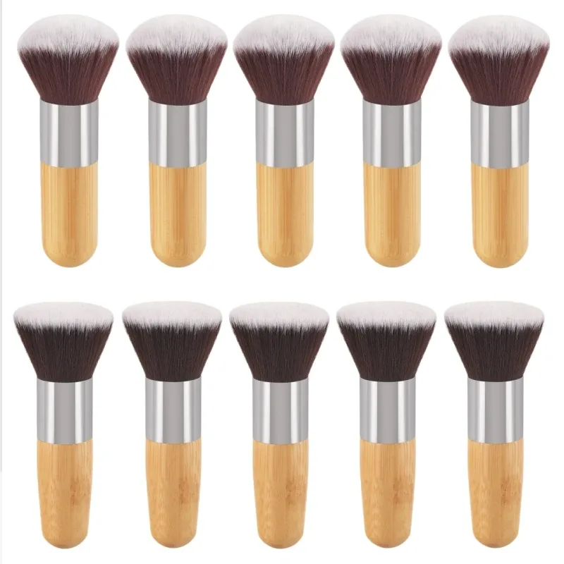 Kuas Foundation Gagang Bambu Kuas Rias Bedak Longgar Krim Foundation Cair Kontur Perona Pipi Alat Kecantikan Wajah Profesional