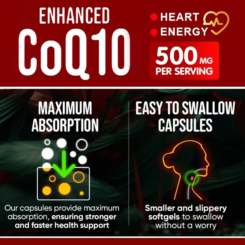 Buy 1 Get 1 Free! CoQ10 500mg Supplement for Heart Health Energy Production & Antioxidant Promotes Radiance Men & Women — image 3