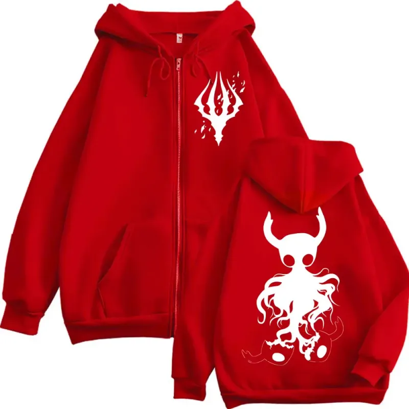 Limited Hollow Knight Game Graphic Zipper Hoodies Gothic Vintage Zip Up Hooded Sweatshirts Men Women Fashion Casual Pullovers — image 10
