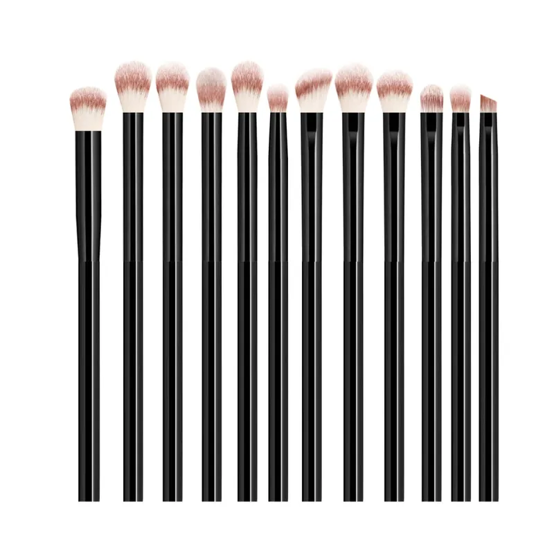 12PCS Eyeshadow Makeup Brushes Set Soft Synthetic Hair Blending Shader Angled Liner Brushes for Eye Makeup
