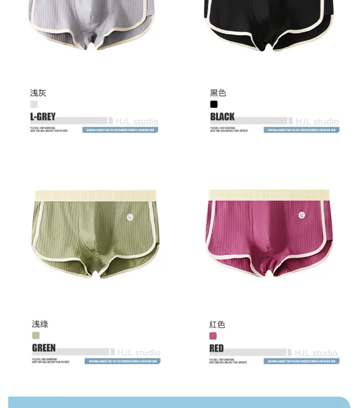 5PCS/Pack Fashion Dopamine 100% Cotton Solid Striped Men's Underpants Breathable Mesh Pouch Panties High Elastic Men Underwear — image 2