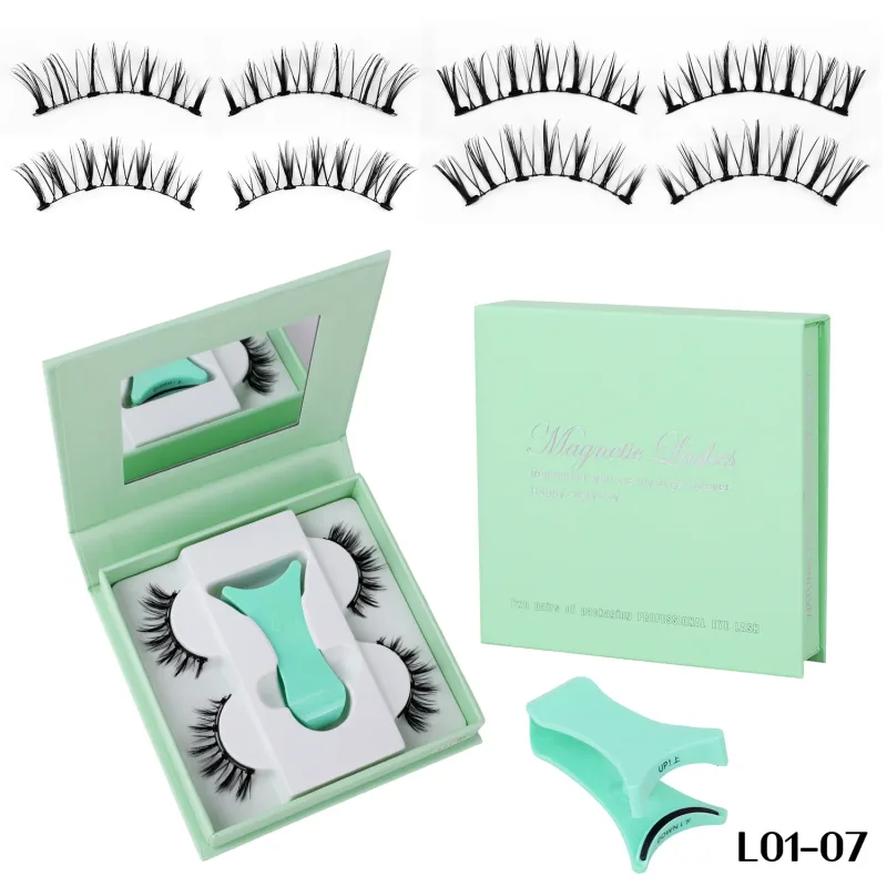 2 Pairs Magnetic False Lashes Natural Wispy Magnetic Eyelashes Portable All-in-one Case Reusable No Glue Eye Lashes Customized