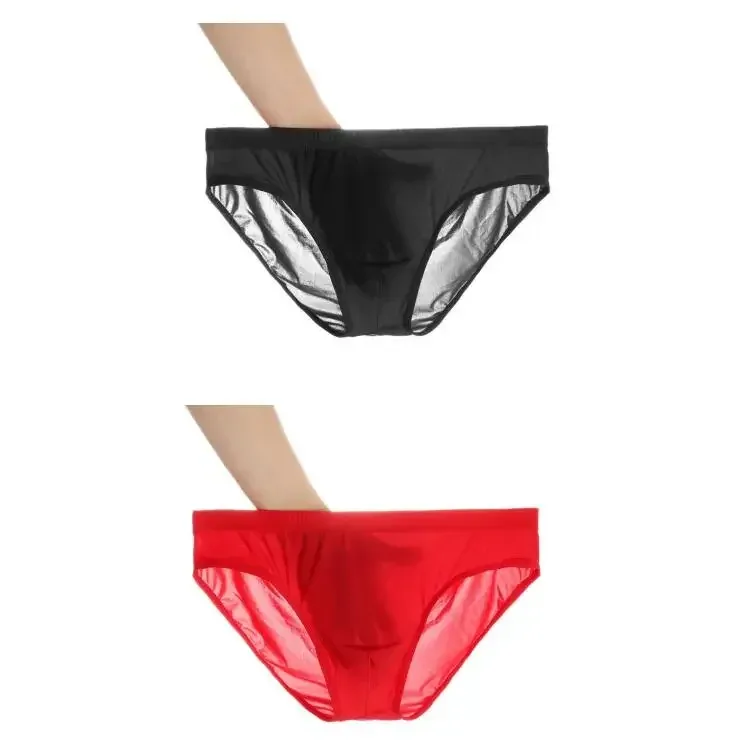 2PCS Ultra Thin Ice Silk กางเกง Plus ขนาด M-4XL สีทึบเยาวชนโปร่งแสงต่ำเอว Breathable เซ็กซี่ชายกางเกง