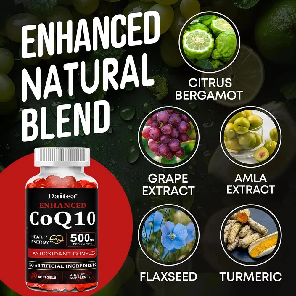 High Absorption CoQ10 500MG - for Heart Health&Energy Production - Enhanced CoQ10 Nutritional Supplements with Coenzyme Q10 — image 2