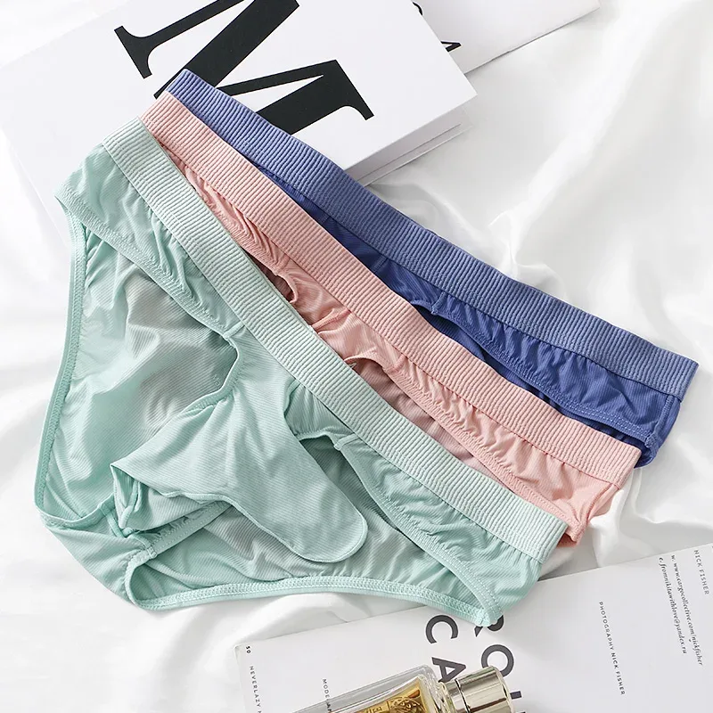 Men's Ice Silk Briefs Summer Transparent Seamless Quick-drying Man Breathable Panties Ultra-thin Underwear — image 2