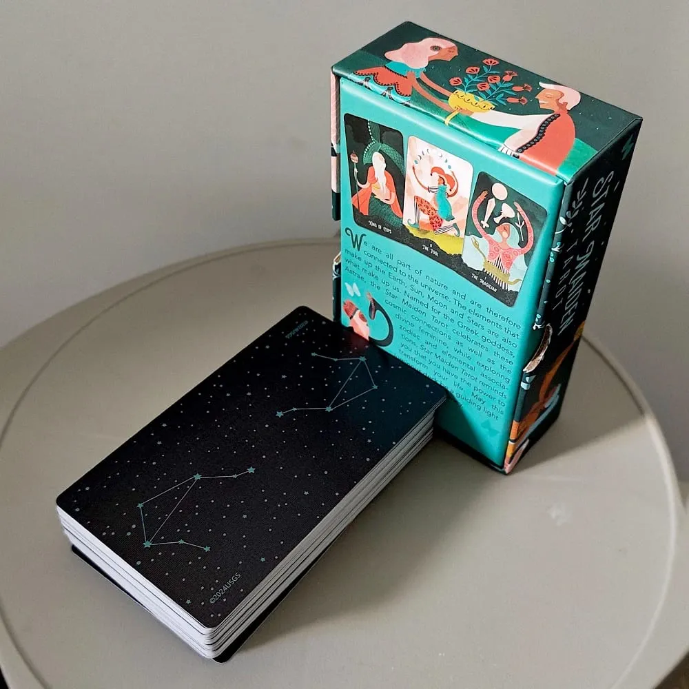 Star Maiden Tarot Deck 78-Card Deck Aesthetic Celestial Divineไพ่ทาโรต์ 2 ชิ้นกล่องแข็ง 12*7 ซม.นูน — image 2