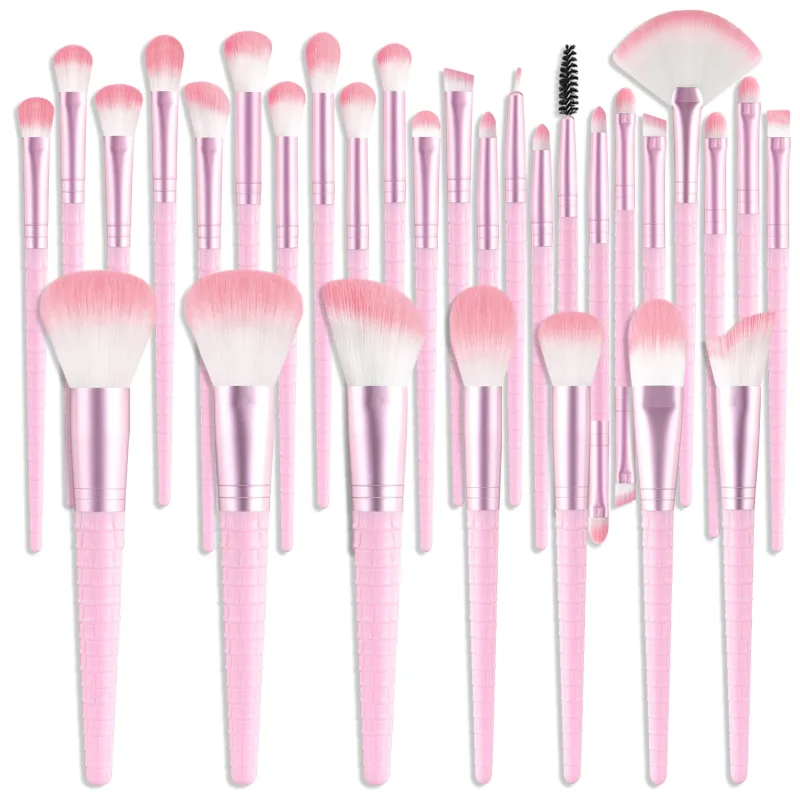 30Pcs Professional Makeup Brushes Set Soft Synthetic Brushes For Foundation Blush Contour Eyeshadow Full Face Cosmetic Tools