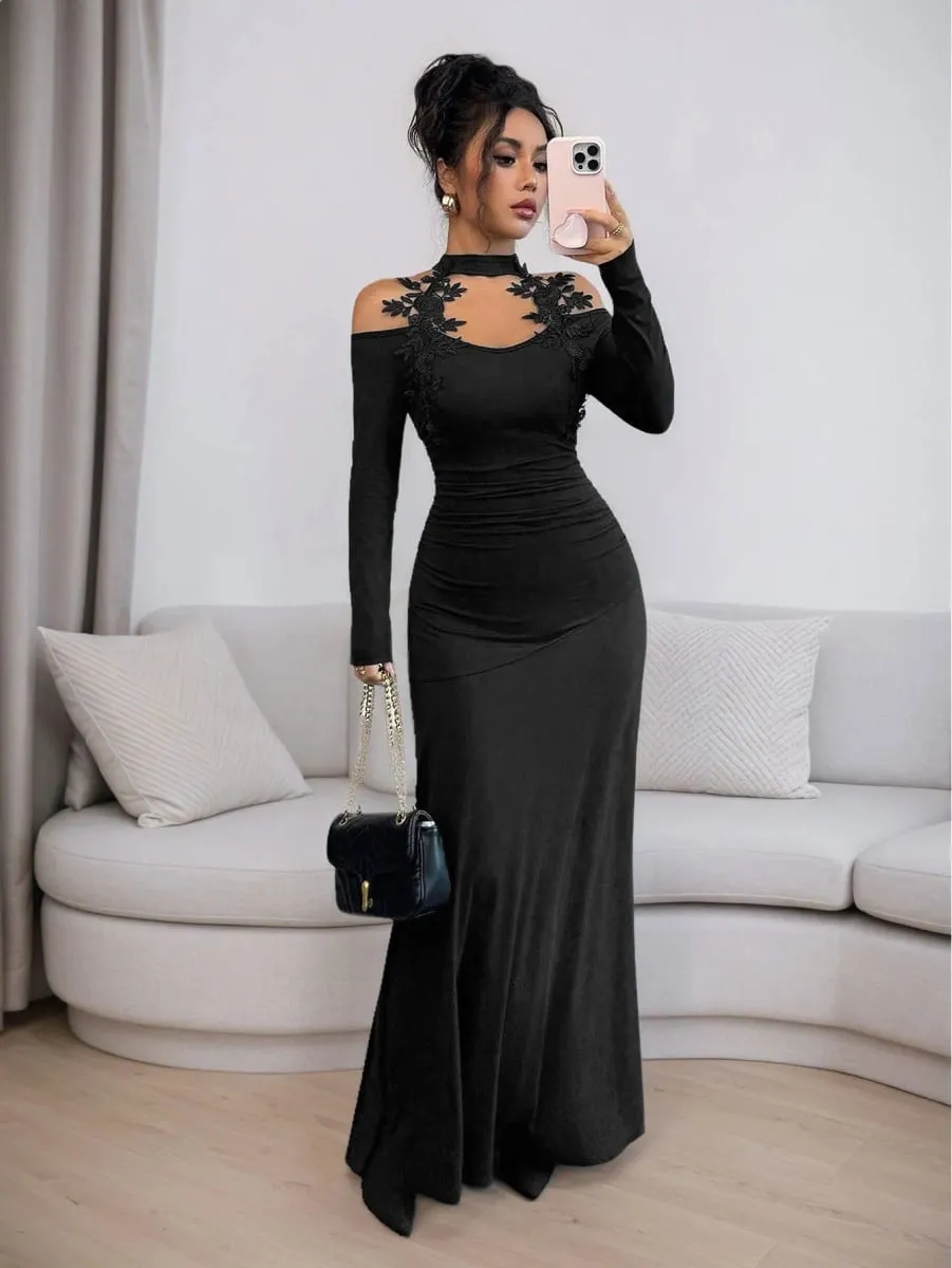 Fashion Dresses for Women Slim Long Sleeve Halter Women Dress Package Hip Long Dress Women Vestidos De Verano Mujer — image 3